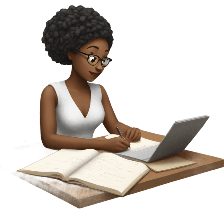 Beautiful woman dr studying emoji