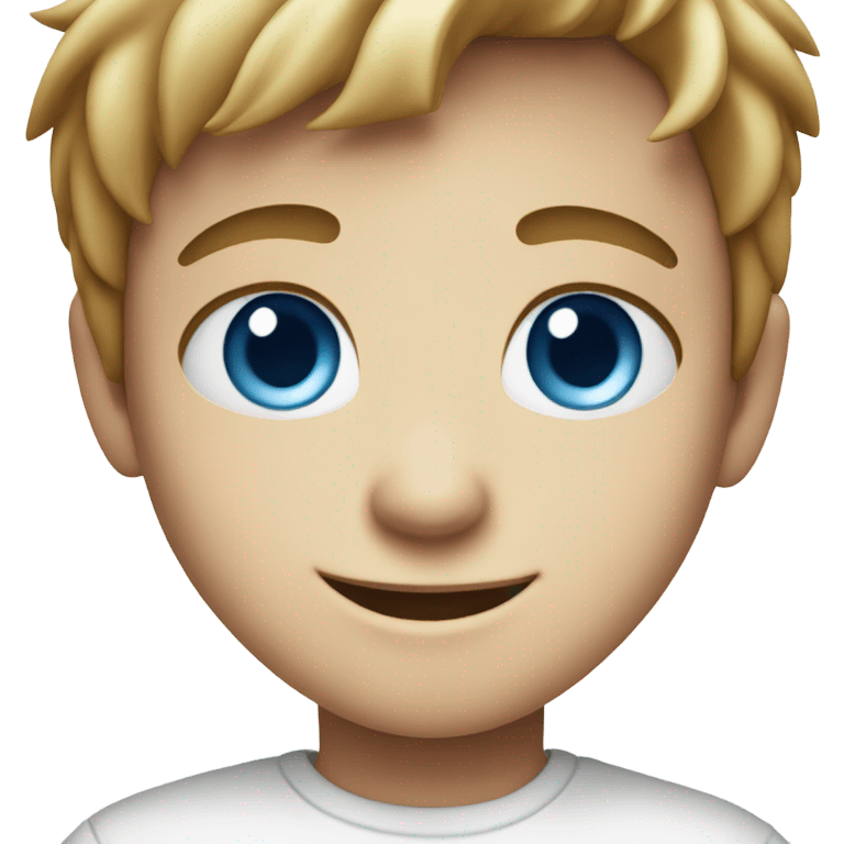 smiling boy in white shirt with blue eyes and freckles  emoji