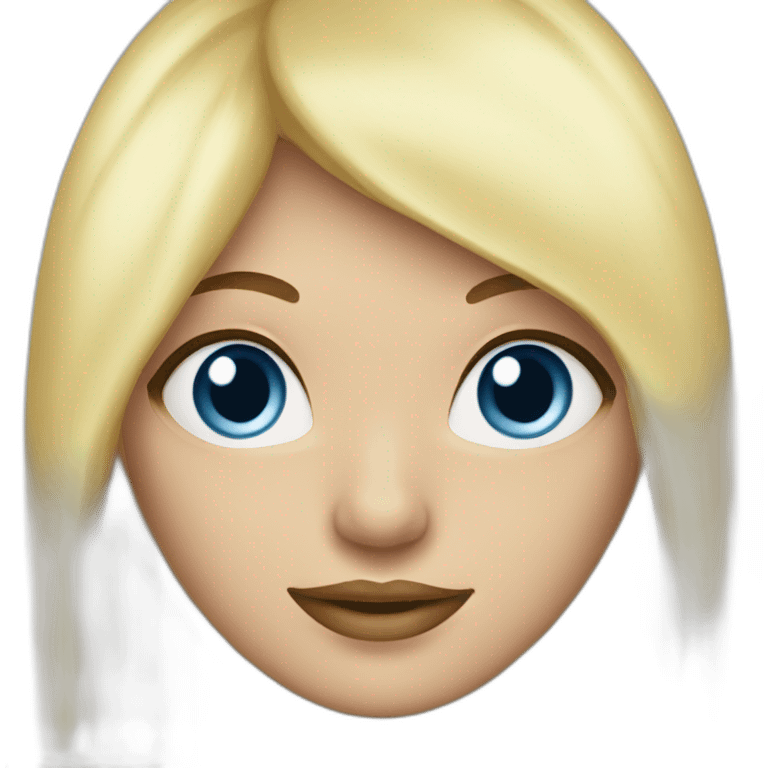 blond woman with curtain fringe and blue eyes emoji