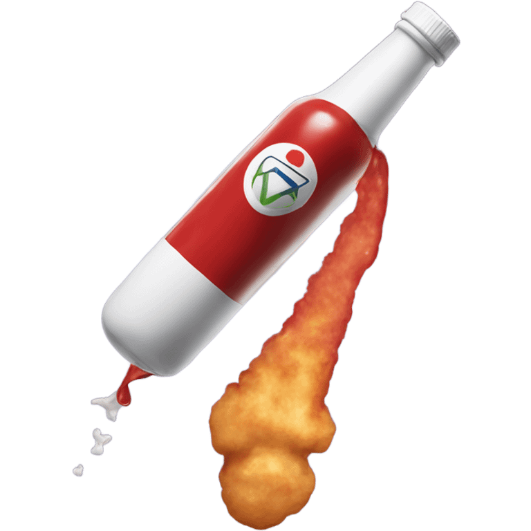 A ketchup bottle going into space emoji