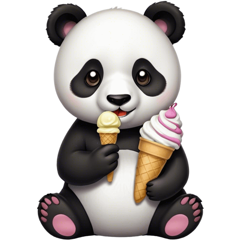 Panda eating ice cream emoji