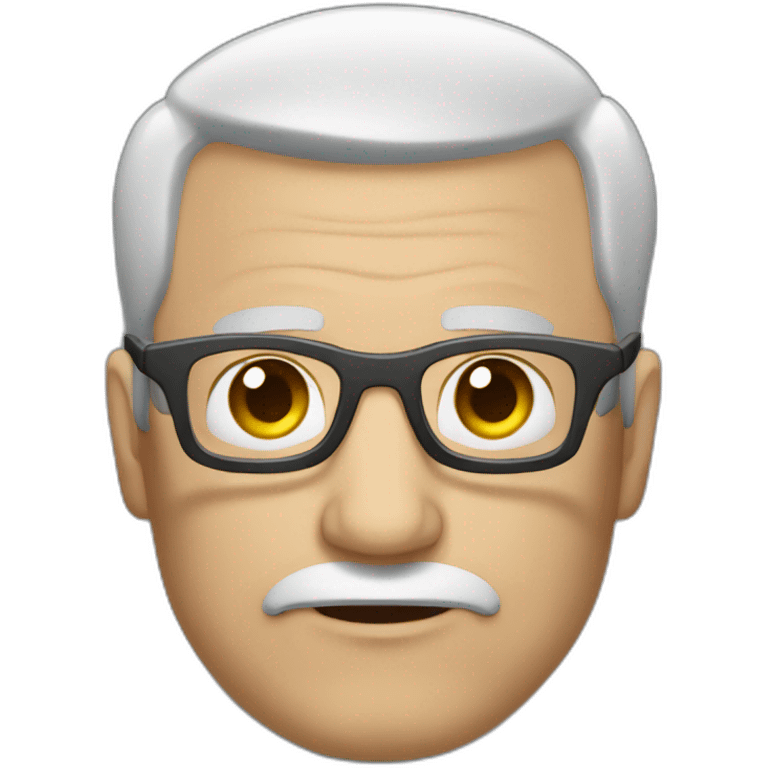 Aged man dark glasses globular eyes baldness shaved hair gray suspicious serious emoji