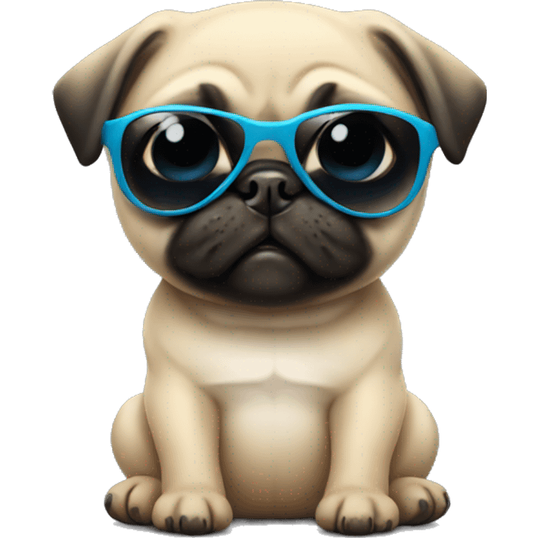 Baby Pug with sunglasses emoji