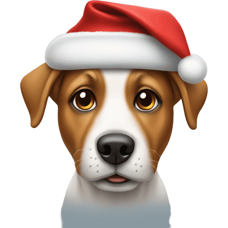 dog wearing christmas hat emoji