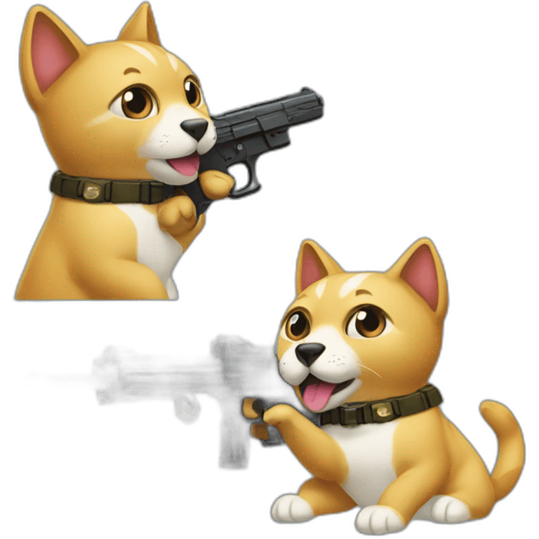 cat with gun like doge_gun emoji (doge gun https//emoji.gg/emoji/1311-doge-gun) btw make it look left and copy dogo emoji emoji