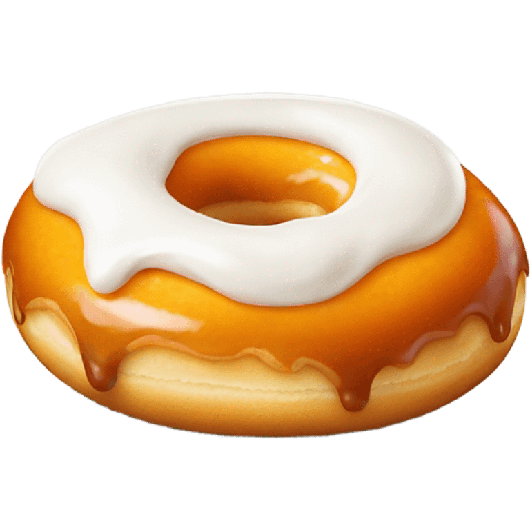 orange glazed donut white cream emoji