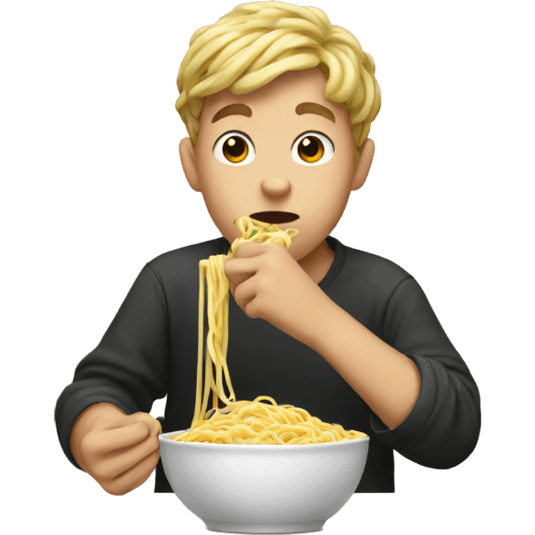 Boy eating noodles emoji