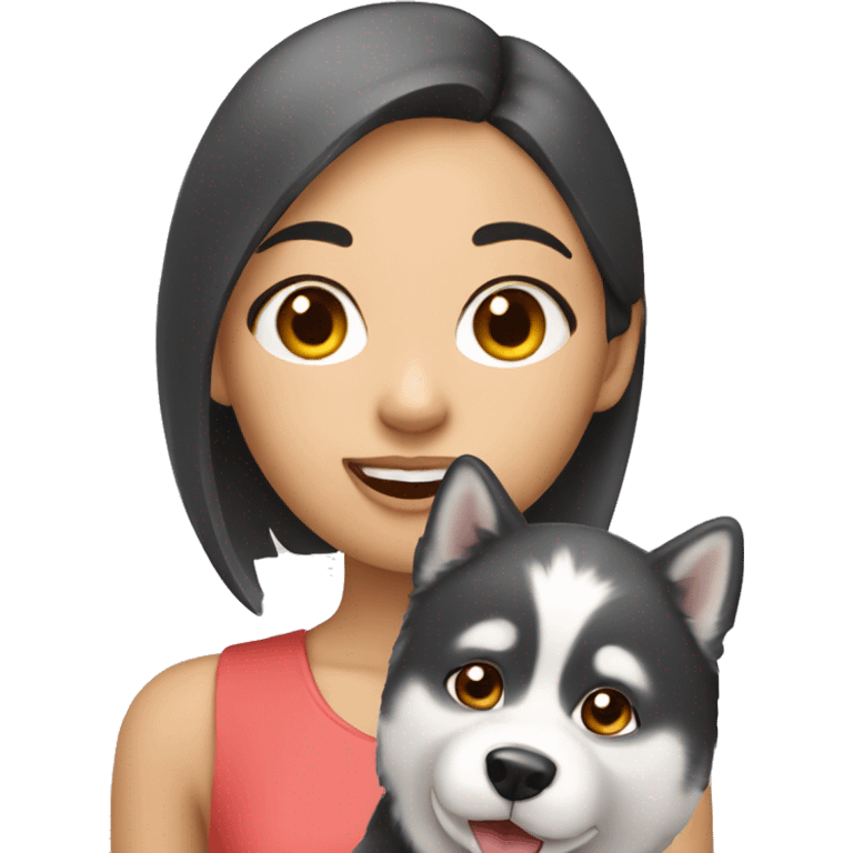 Asian Girl with husky dog emoji