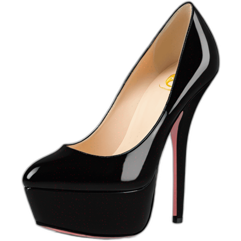 One view back Black Patent Leather Daffodile Platform Heels emoji