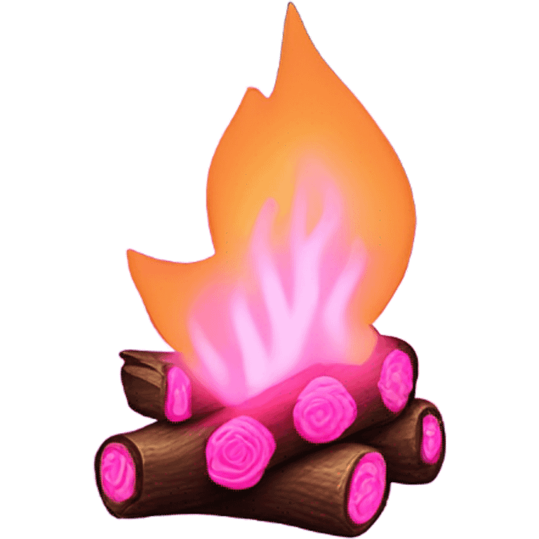 Rose pink neon campfire with glitter emoji