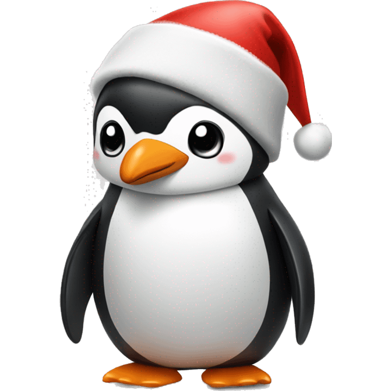 Penguin with Christmas hat emoji