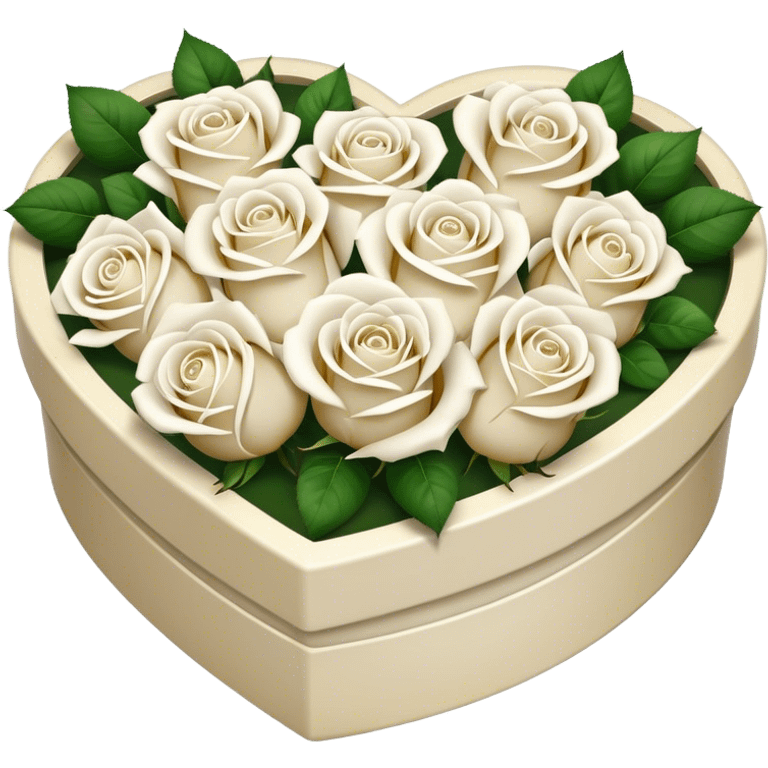 White Roses in a heart-shaped box  emoji