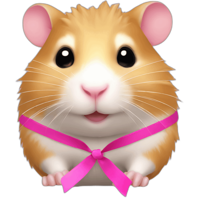 hamster with extension lashes and pink ribbon emoji