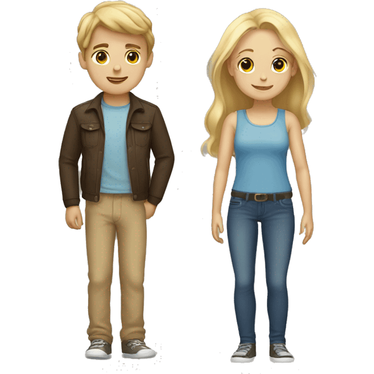 blonde girl and brown hair boy dating emoji