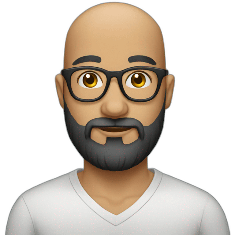 bald beard man with tattoo in glasses emoji