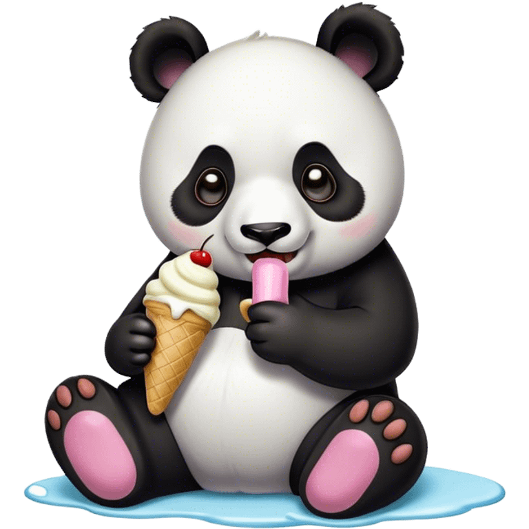 Panda eating ice cream emoji