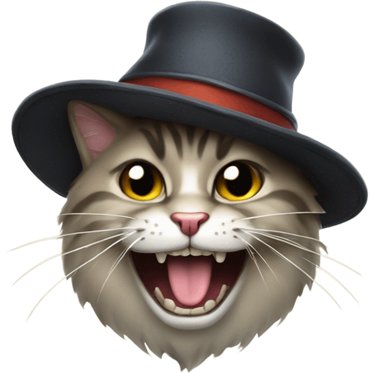 Cat with fangs with a hat  emoji