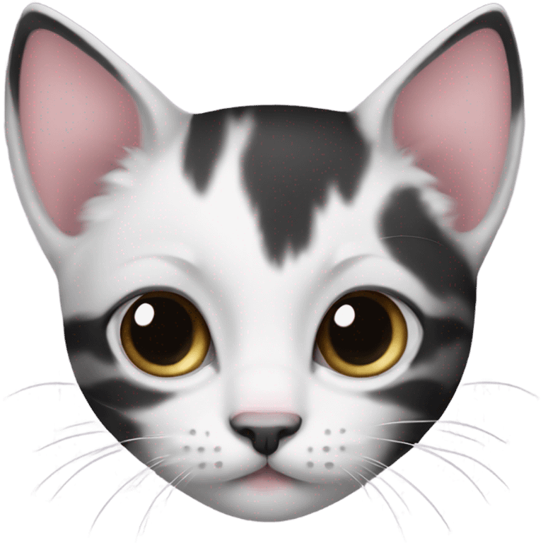 kitten with black ears, white face and light pink nose emoji