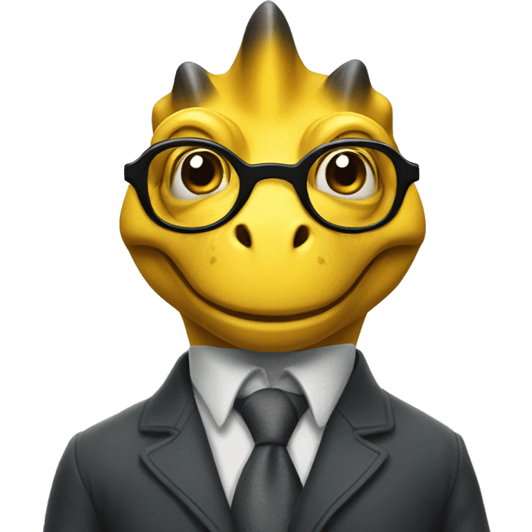 a yellow dinosaur in glasses emoji