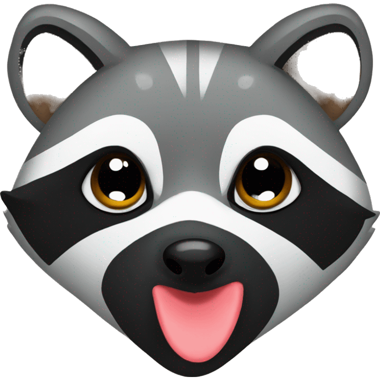 Raccoon kissing emoji