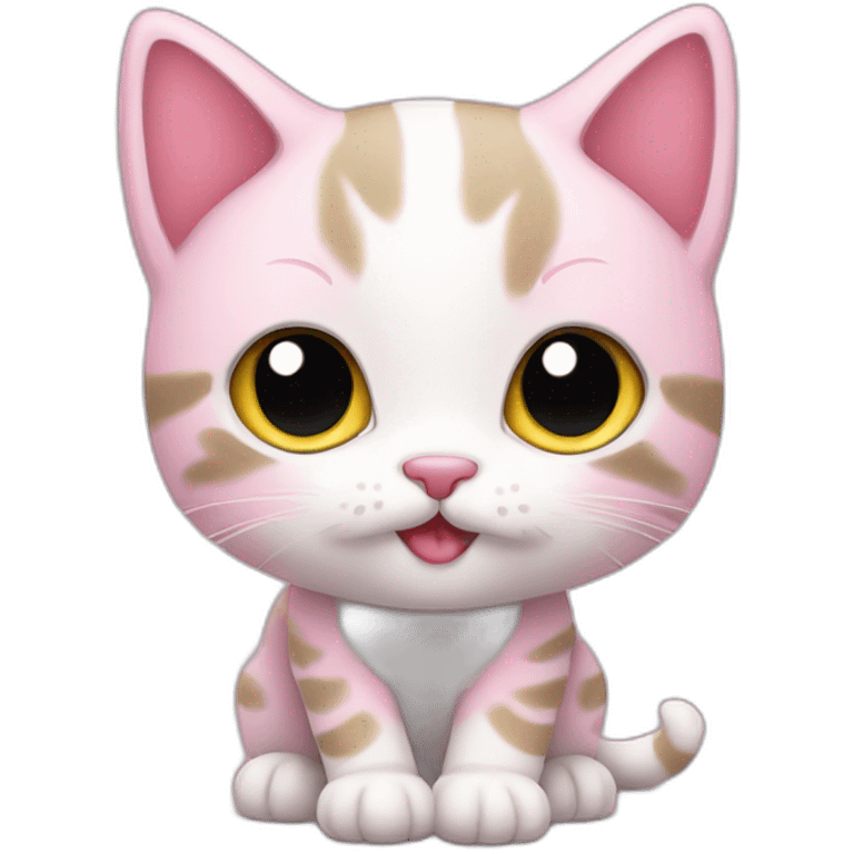 cute kitten in pink emoji