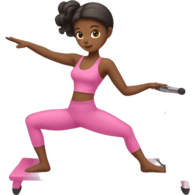 A girl doing Pilates with pink clothes  emoji