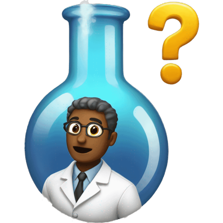 scientist with big question mark emoji