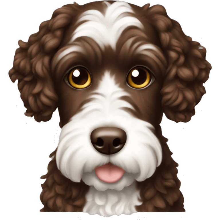 Chocolate and white cockapoo emoji