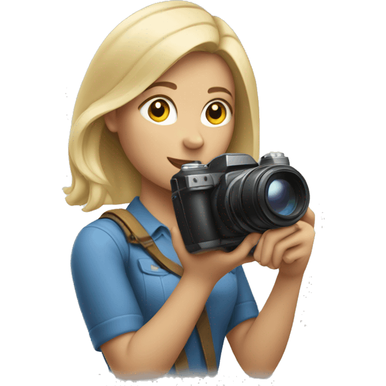 blonde girl with a camera and iPhone in her hands emoji