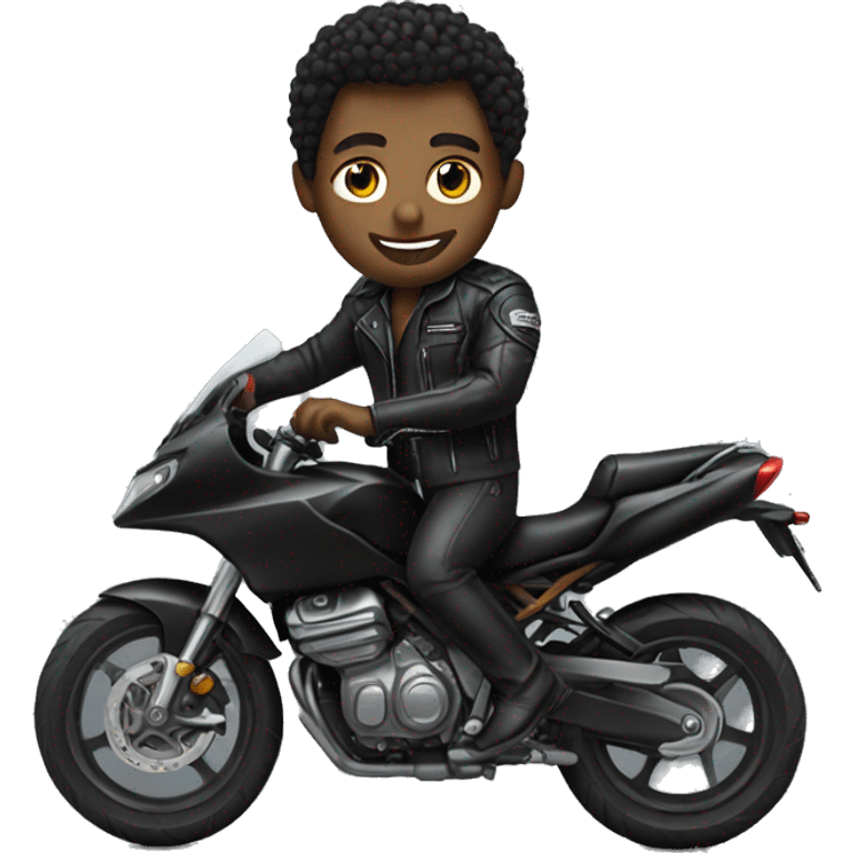 all black biker on a sport bike emoji