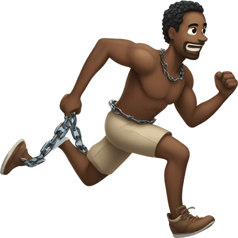 Man running while chained emoji