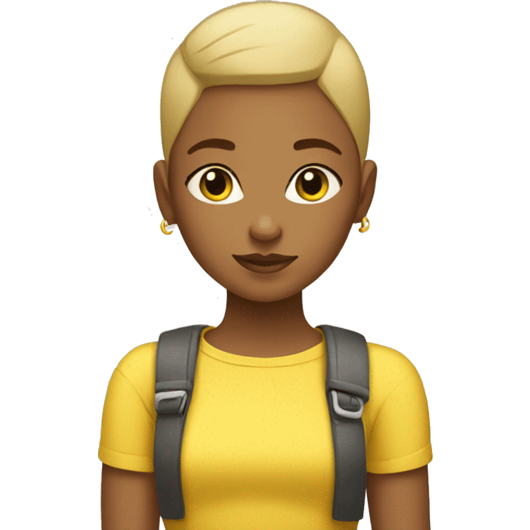 Girl in yellow dress and buzz cut emoji