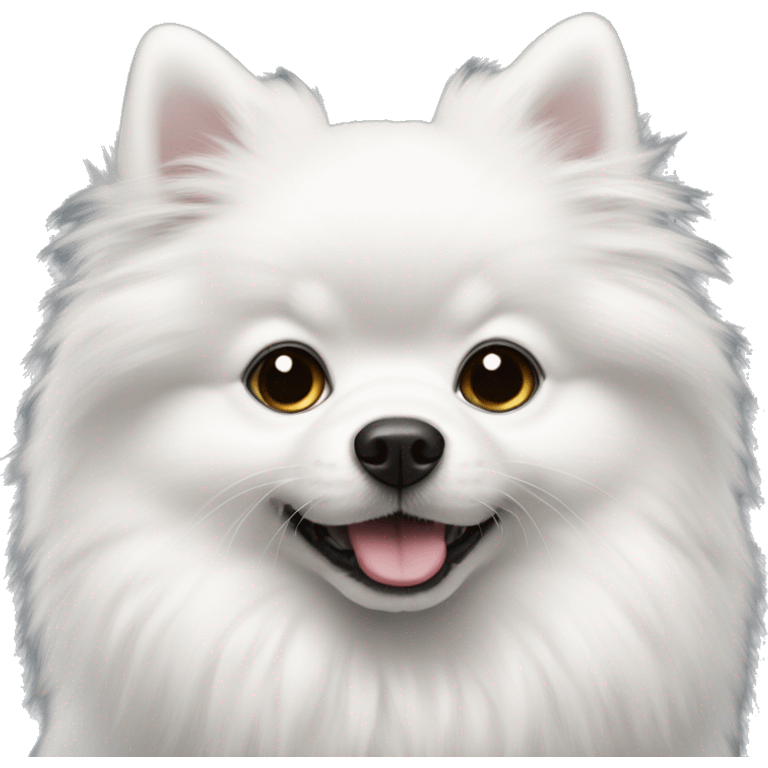 fluffy white pomerain with one black ear emoji