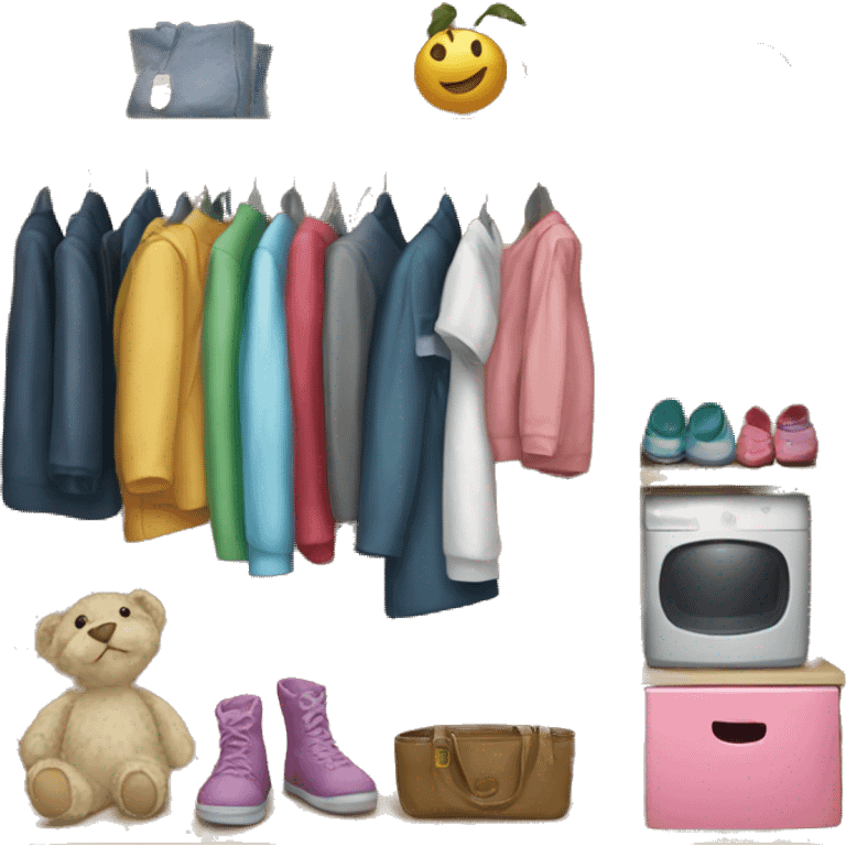 wardrobe with children's things emoji