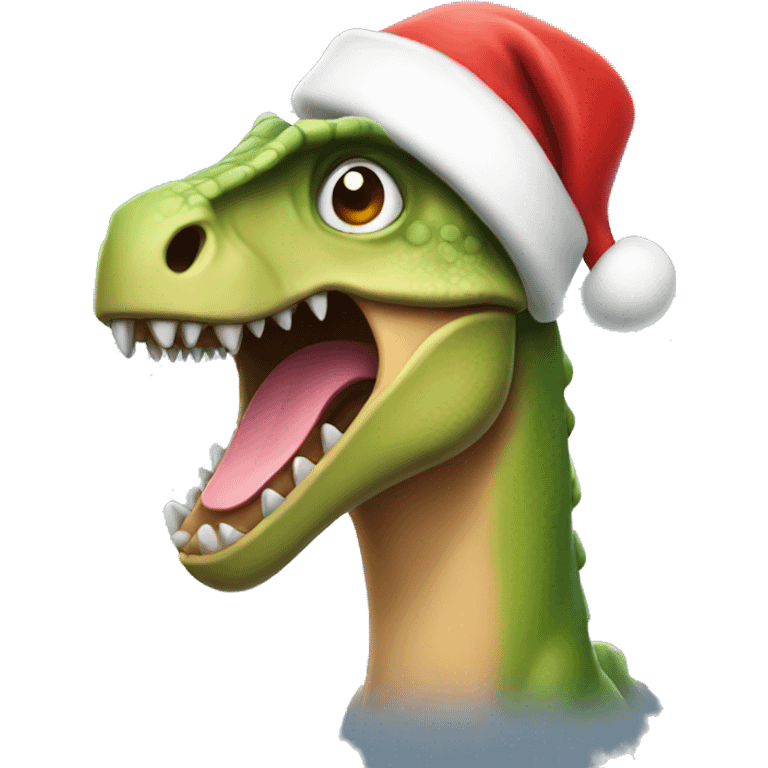 Dinosaur wearing Santa hat  emoji