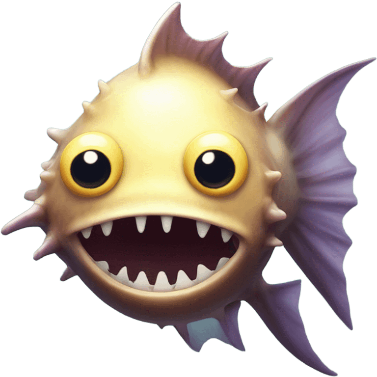 Anglerfish with glowing lure, sharp teeth, and big eyes. emoji