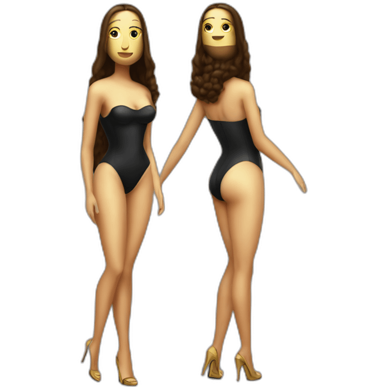 sexy mona lisa back on high heels swimming suit long legs posing emoji