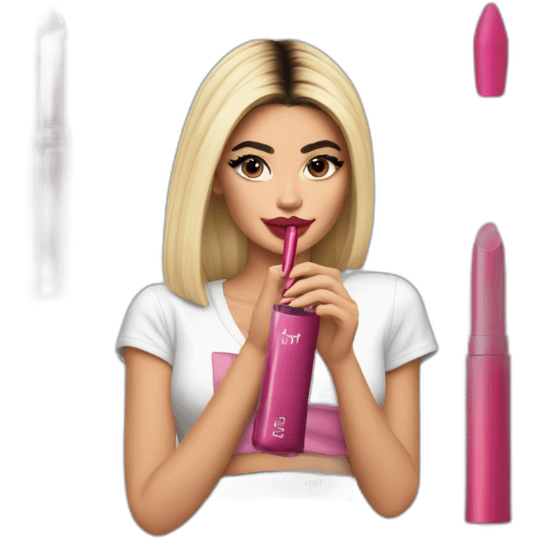 Kylie Jenner holding her lipstick emoji