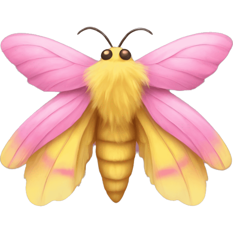 fluffy pink and yellow moth emoji