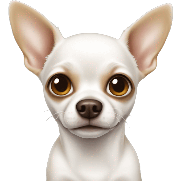 White chihuahua with brown spot in its eye emoji