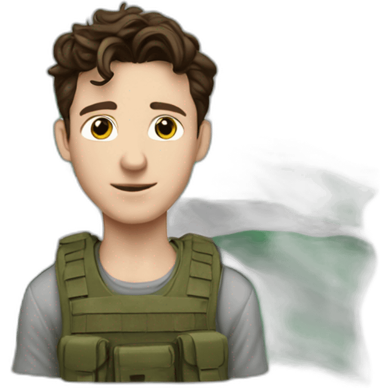 Realistic Tom Holland with Palestina flag emoji