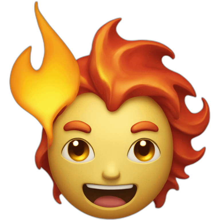 the Burny Games character, a cartoonish yellow-orange figure with flames on its top, big dark eyes, and a red tongue emoji