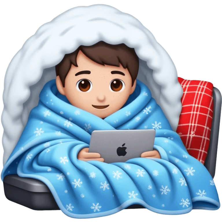 typing with blanket and snowing outside emoji