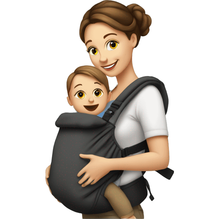 European Babywearing mom with toddler ergo carrier on moms back emoji