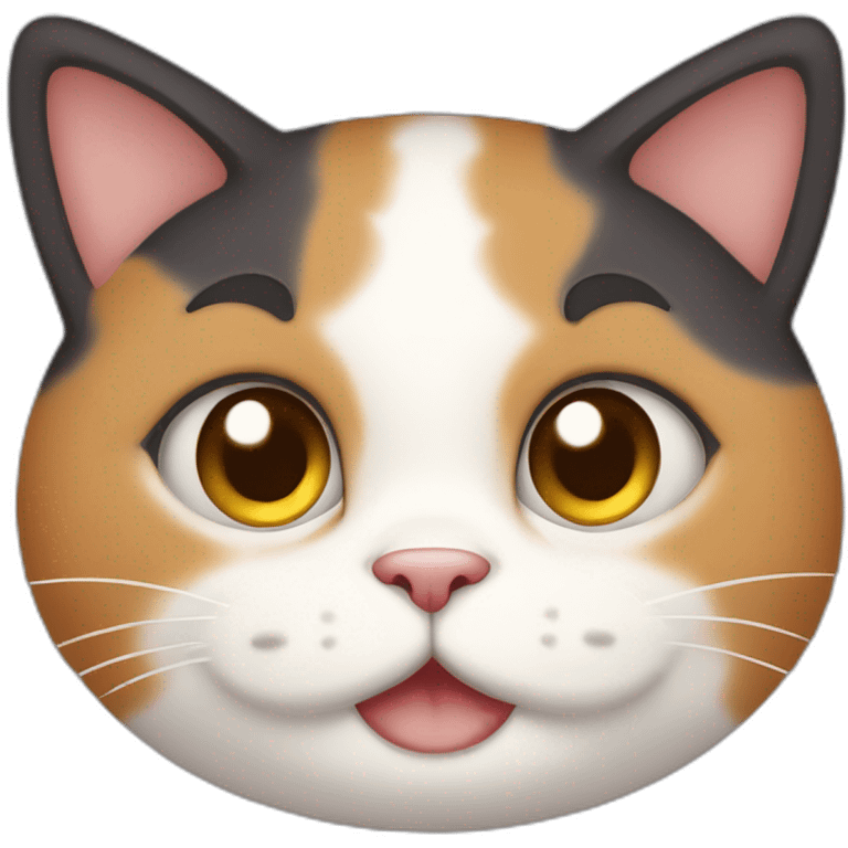 cute calico cat with a round face and chubby cheeks emoji