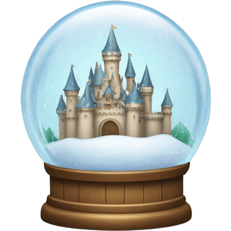 Sparkly snow globe with a castle emoji