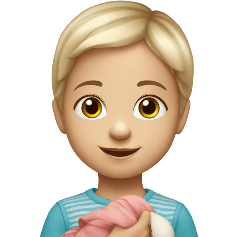 Russian 5 year old child with doll portrait emoji