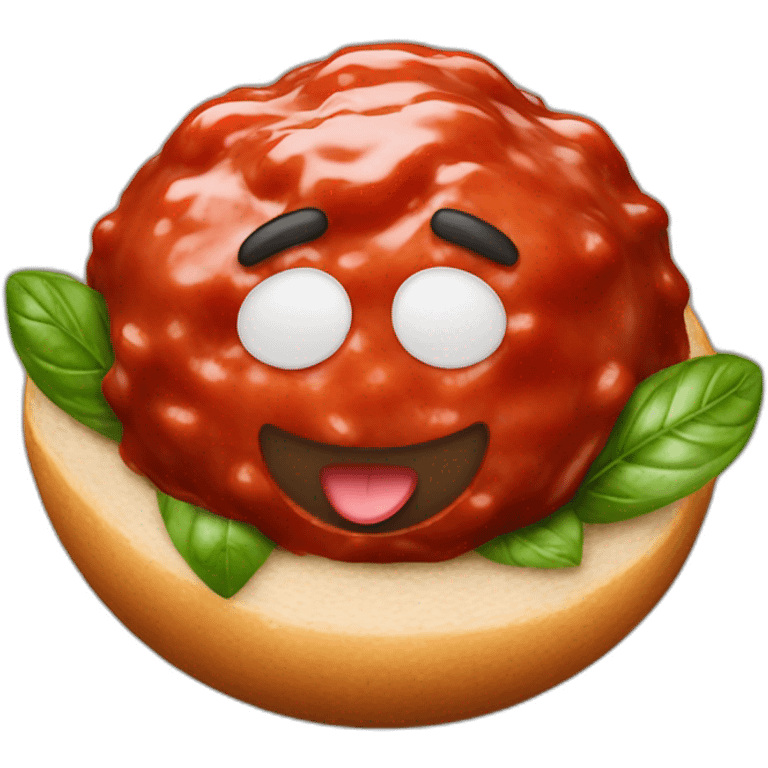 One Meatball with tomato sauce and basil emoji