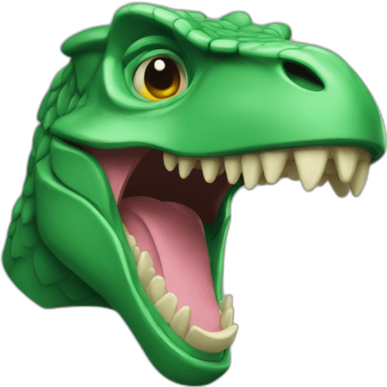 laughing raptor head, green emoji