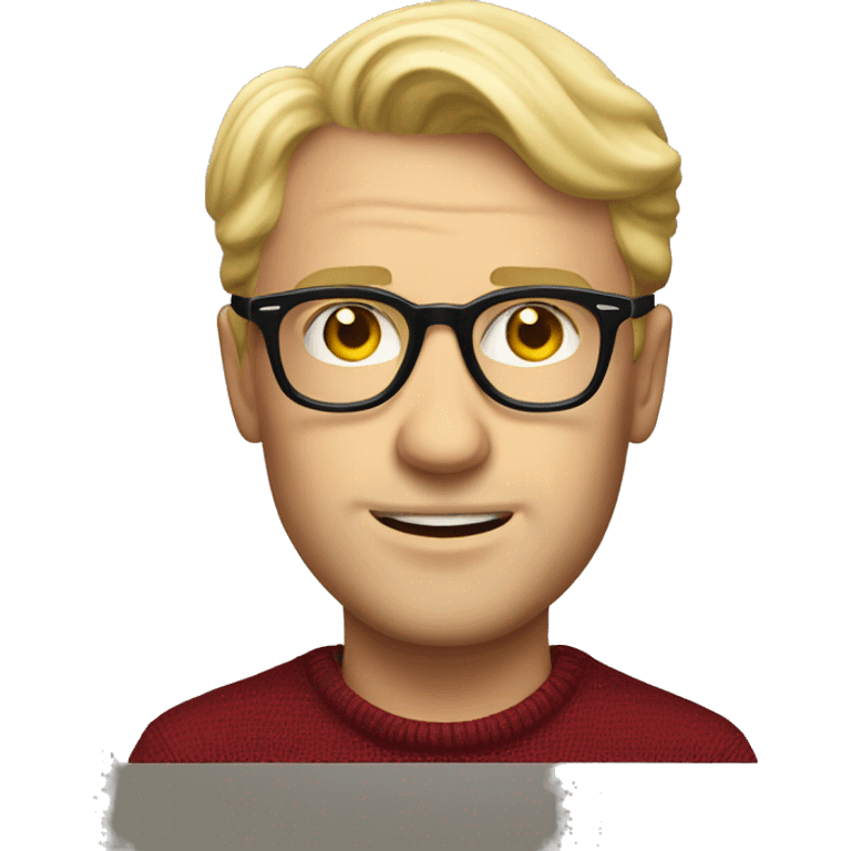 blond man confident persol glasses dark red pullover emoji